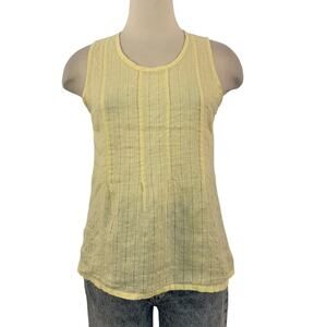 FLAX European Linen Sleeveless Tank Top Blouse Pale Butter Yellow XS/S